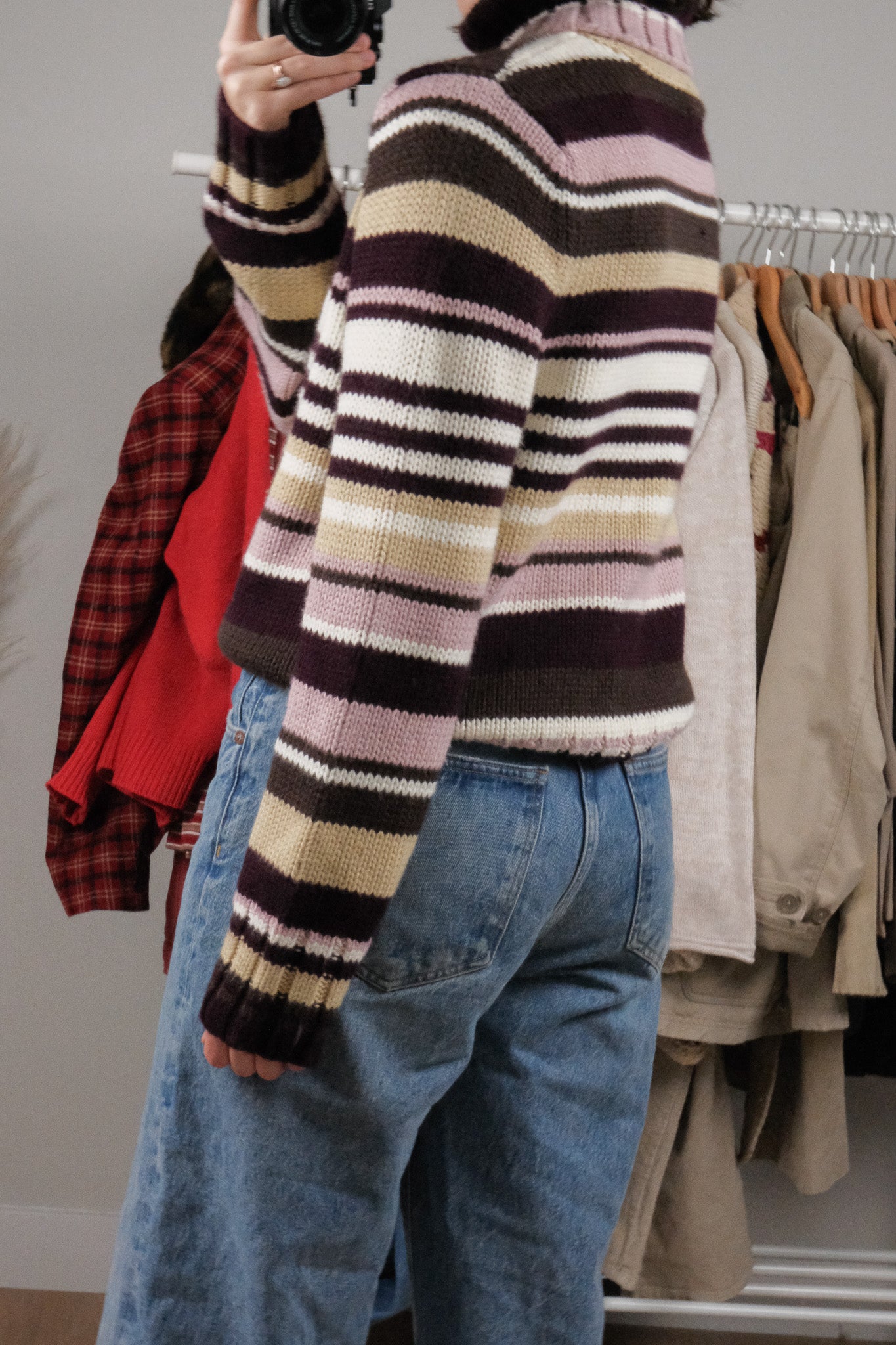 Vintage x Deadstock x Striped Turtleneck Sweater (L)
