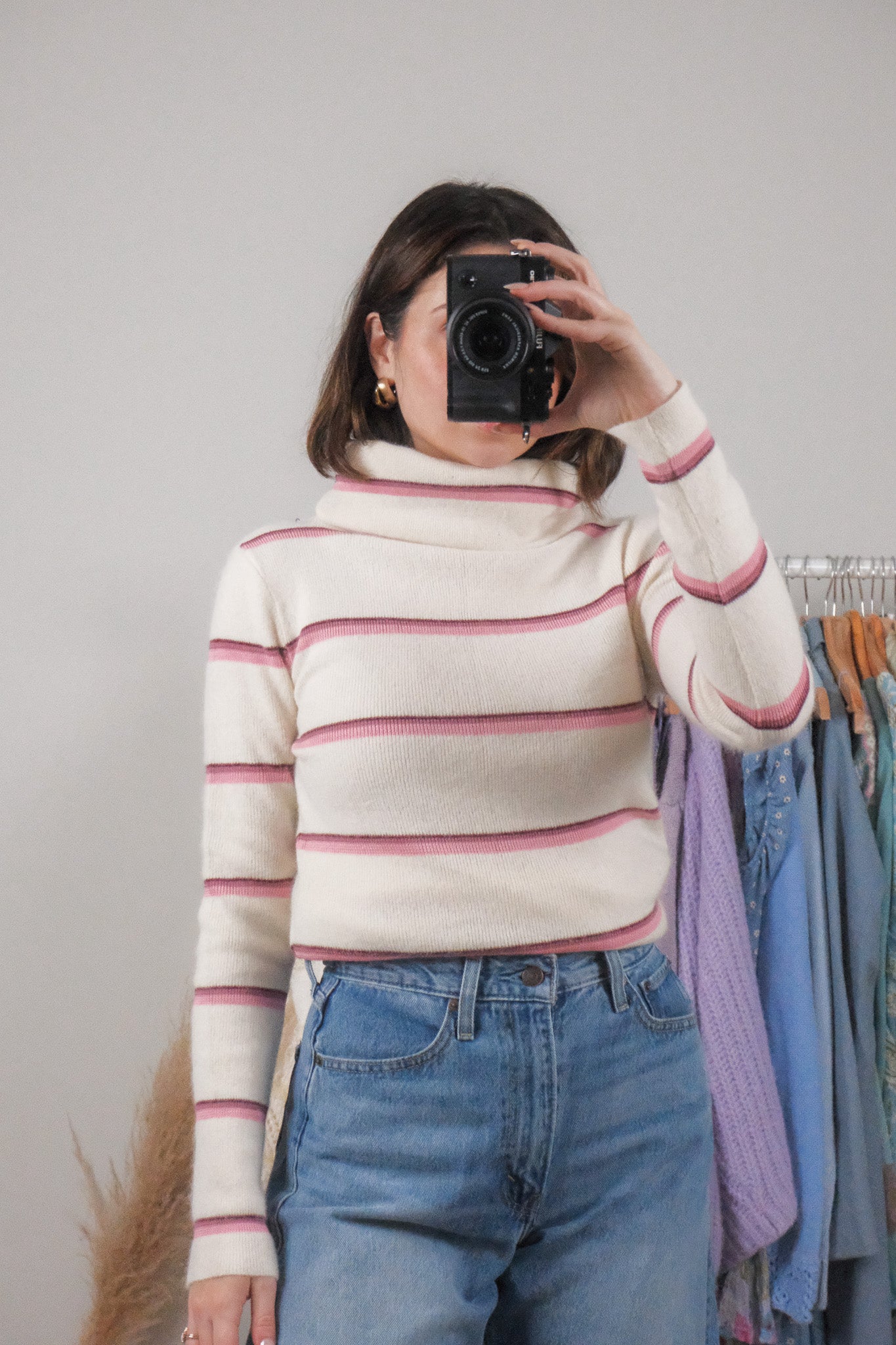 Deadstock x Vintage x Wool/Angora Blend Striped Turtleneck (L)