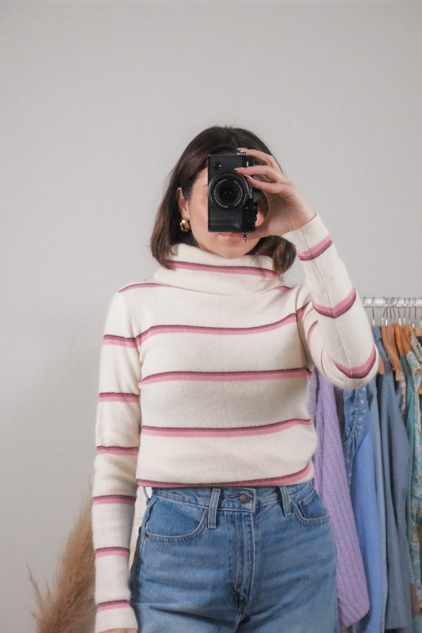 Deadstock x Vintage x Wool/Angora Blend Striped Turtleneck (L)