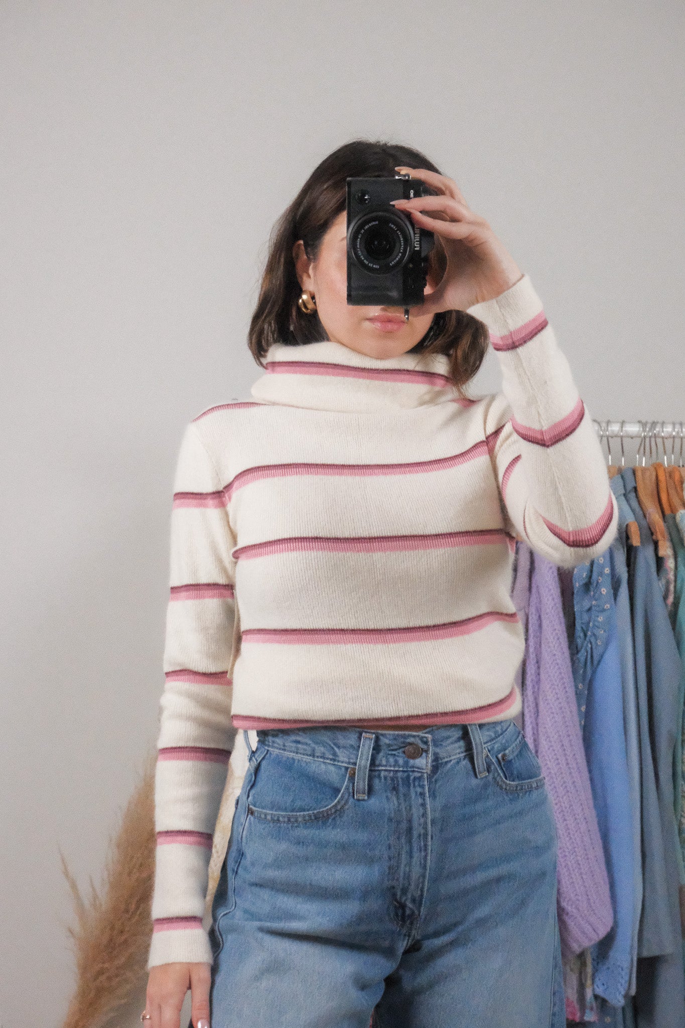 Deadstock x Vintage x Wool/Angora Blend Striped Turtleneck (L)