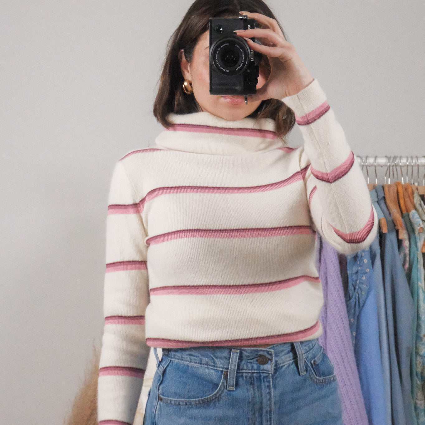 Deadstock x Vintage x Wool/Angora Blend Striped Turtleneck (L)