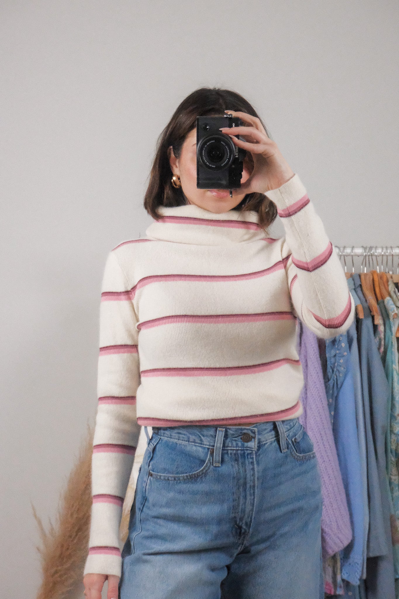 Deadstock x Vintage x Wool/Angora Blend Striped Turtleneck (L)