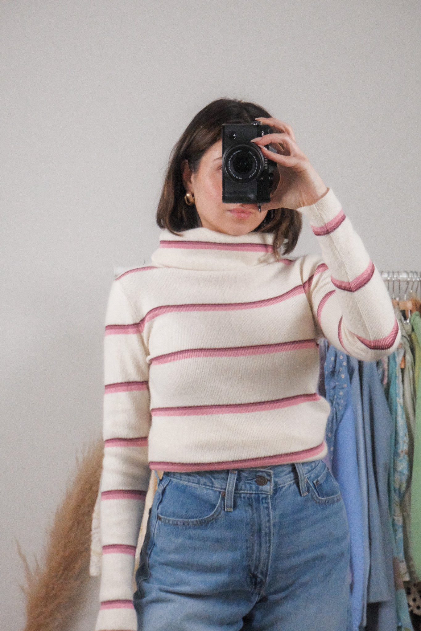 Deadstock x Vintage x Wool/Angora Blend Striped Turtleneck (L)