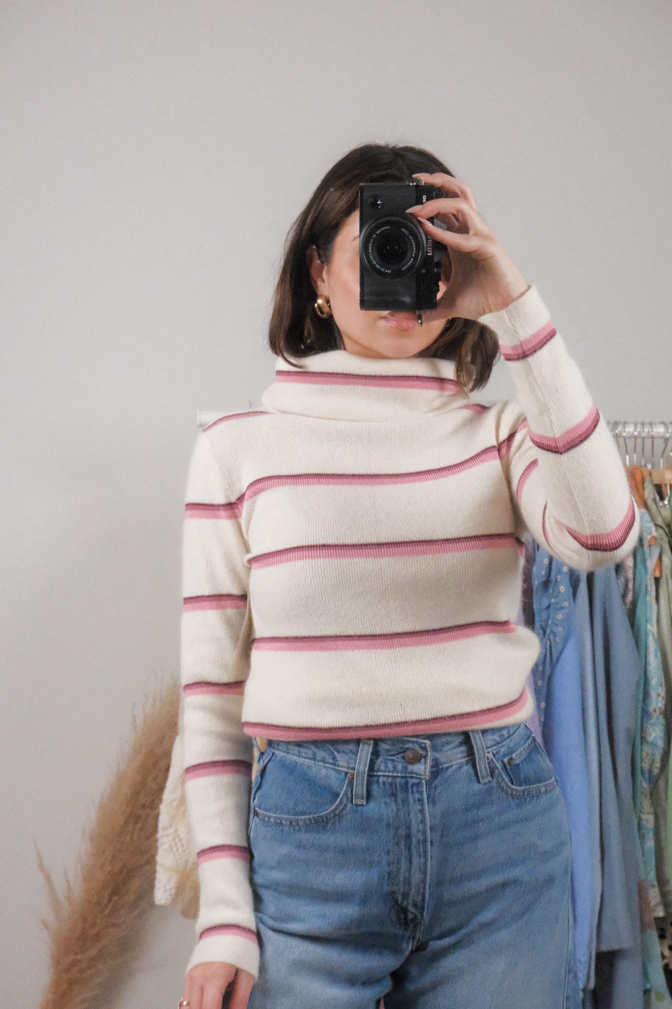 Deadstock x Vintage x Wool/Angora Blend Striped Turtleneck (L)