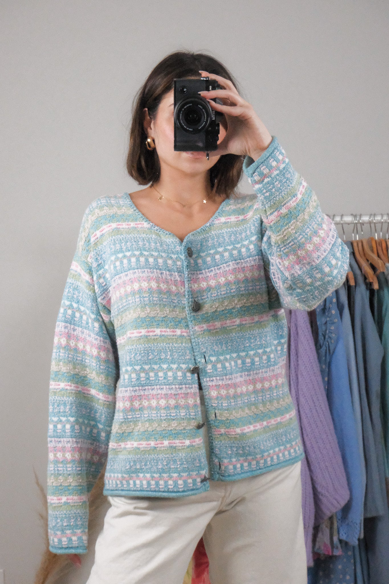 Made in USA x Vintage x Textured Cardigan (L)