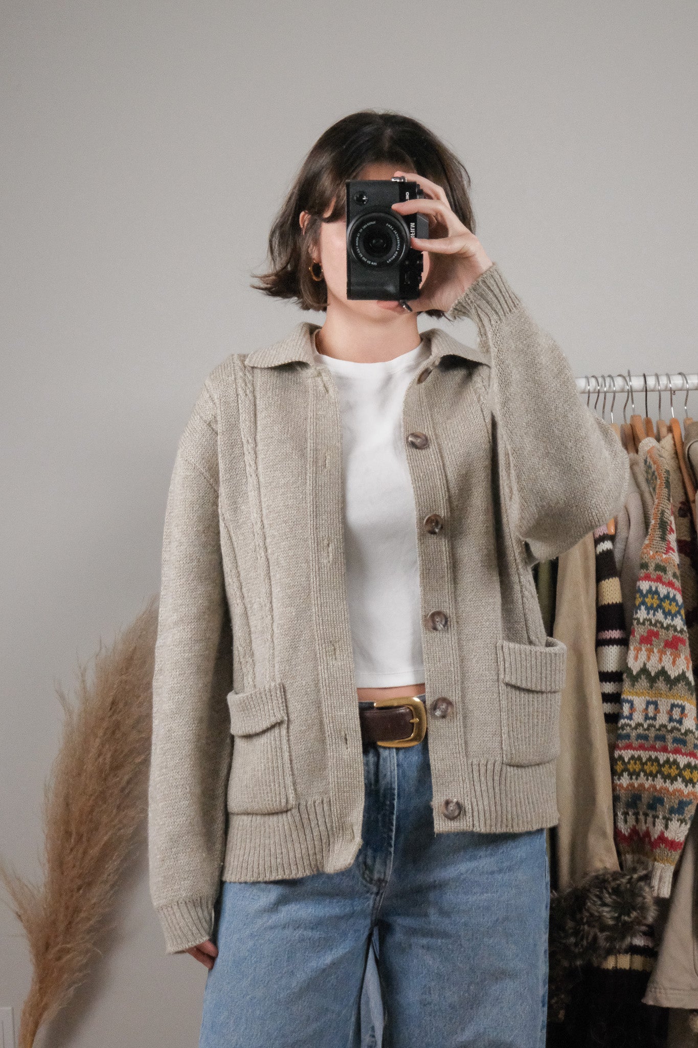 Made in Canada x Vintage x Tundra Wool Textured Collared Cardigan (S/M)