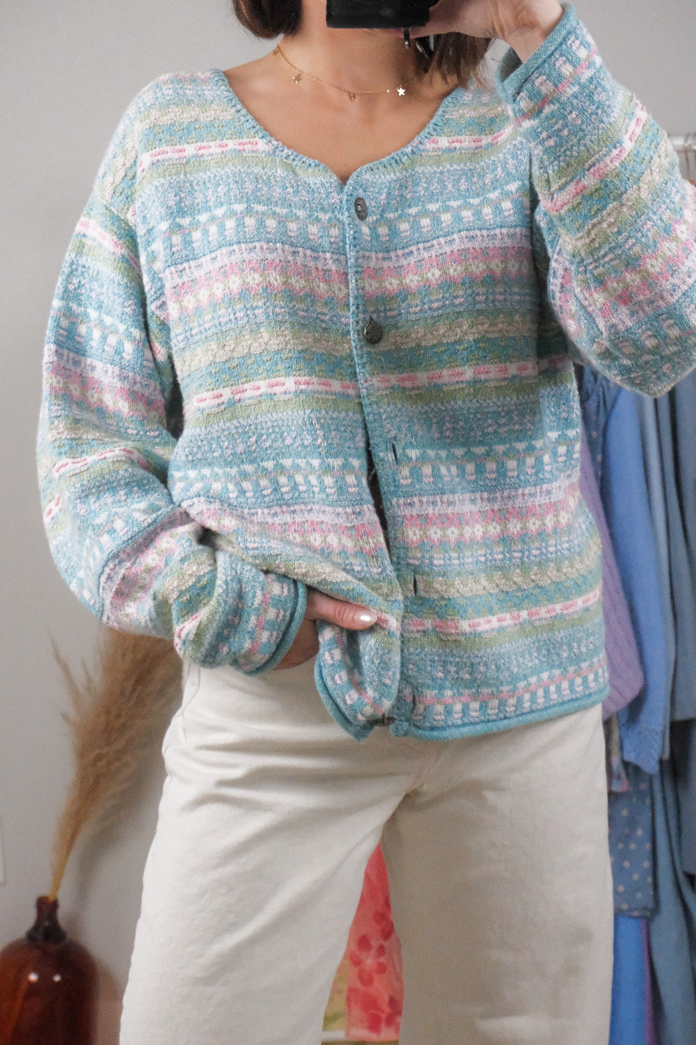 Made in USA x Vintage x Textured Cardigan (L)