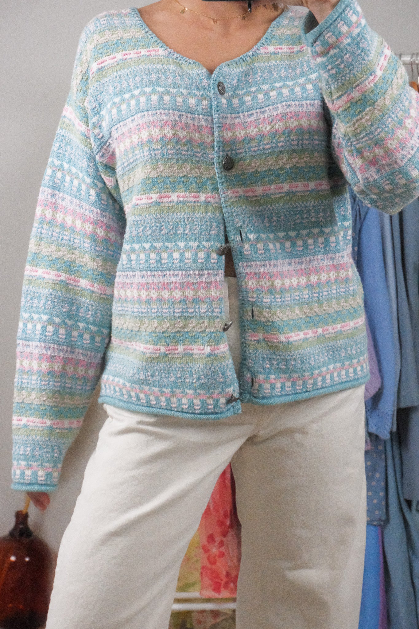Made in USA x Vintage x Textured Cardigan (L)