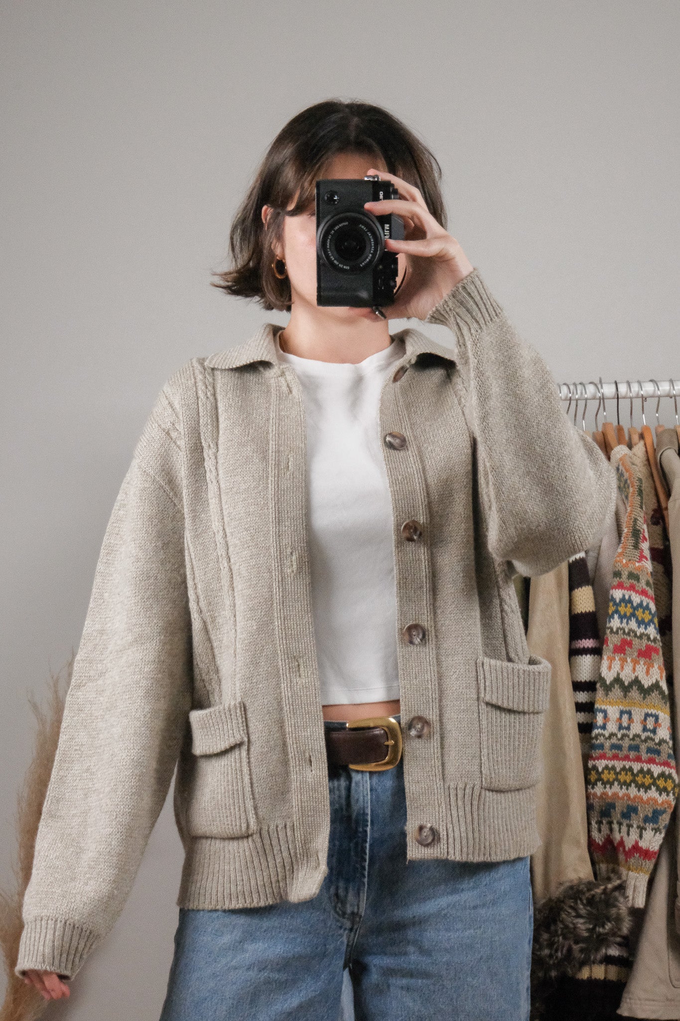 Made in Canada x Vintage x Tundra Wool Textured Collared Cardigan (S/M)