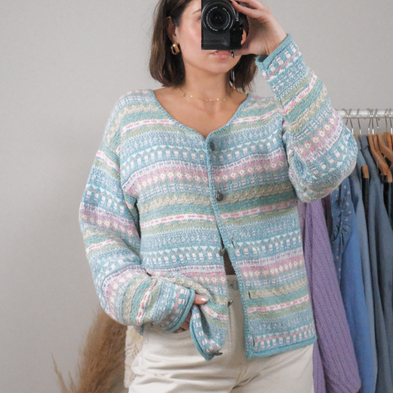 Made in USA x Vintage x Textured Cardigan (L)