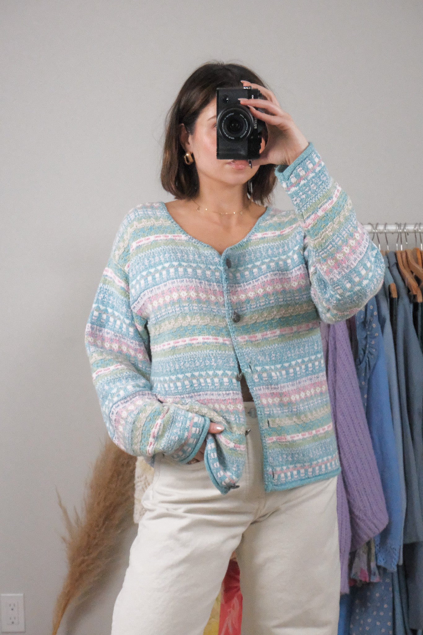 Made in USA x Vintage x Textured Cardigan (L)