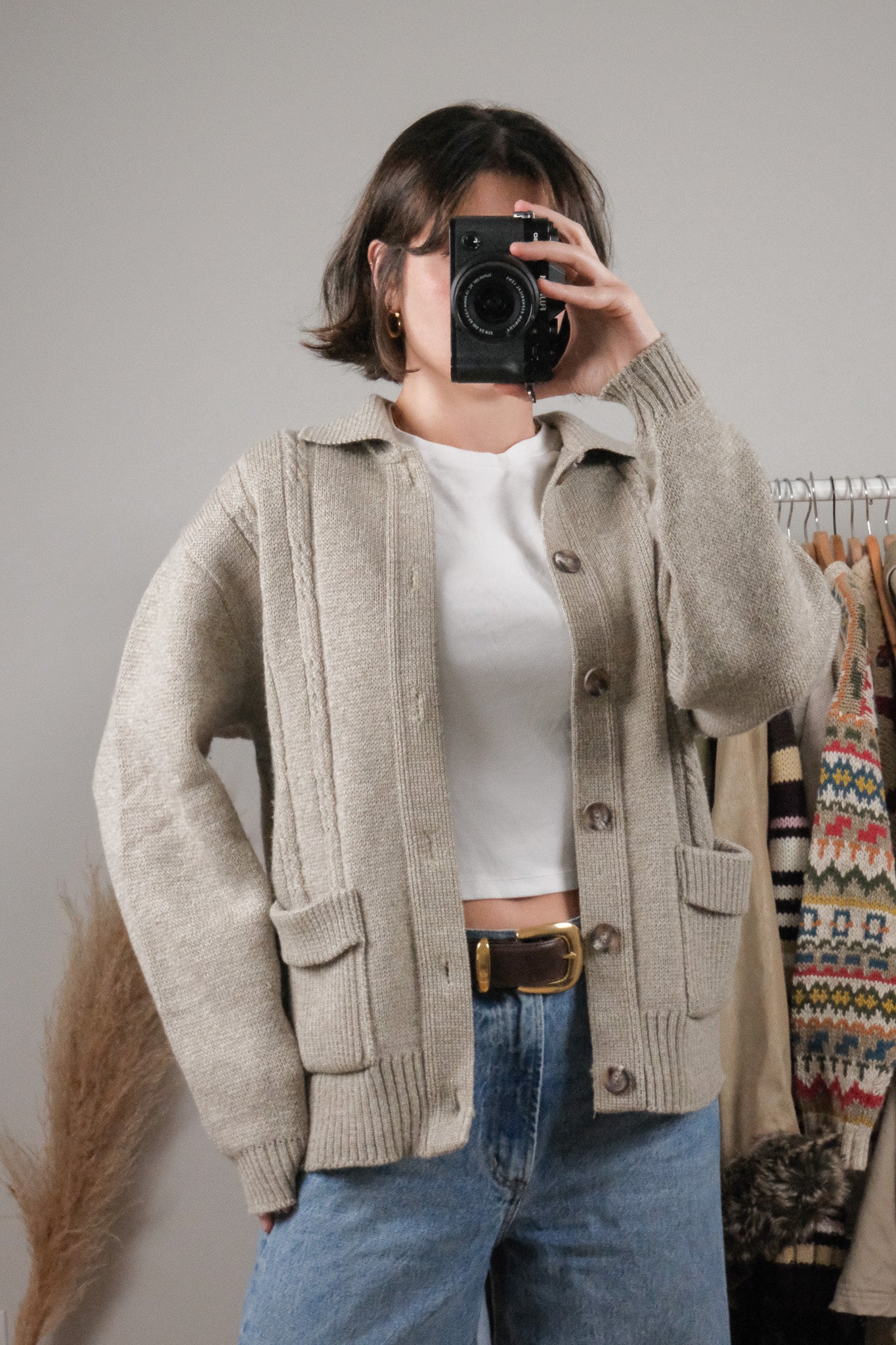 Made in Canada x Vintage x Tundra Wool Textured Collared Cardigan (S/M)