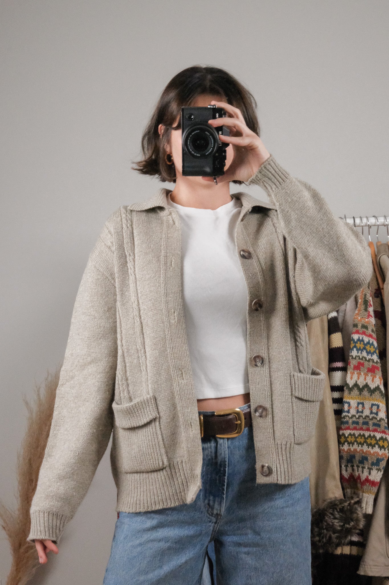 Made in Canada x Vintage x Tundra Wool Textured Collared Cardigan (S/M)