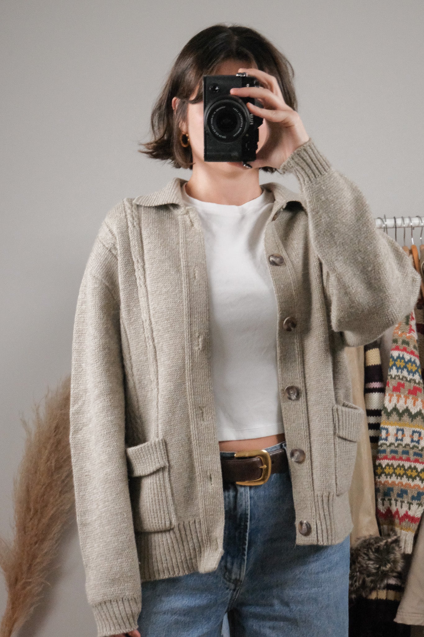 Made in Canada x Vintage x Tundra Wool Textured Collared Cardigan (S/M)