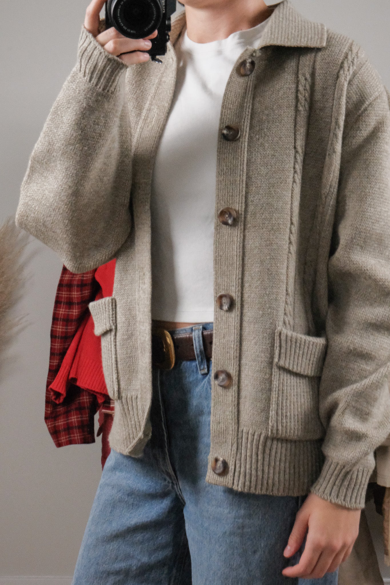 Made in Canada x Vintage x Tundra Wool Textured Collared Cardigan (S/M)