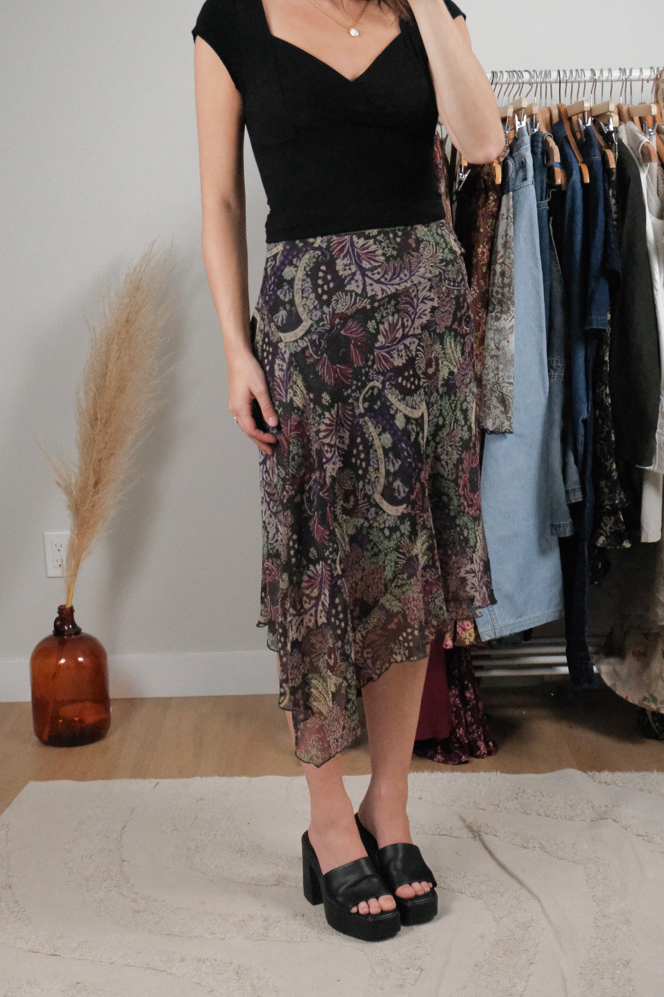 Vintage x Patterned Midi Skirt (6)