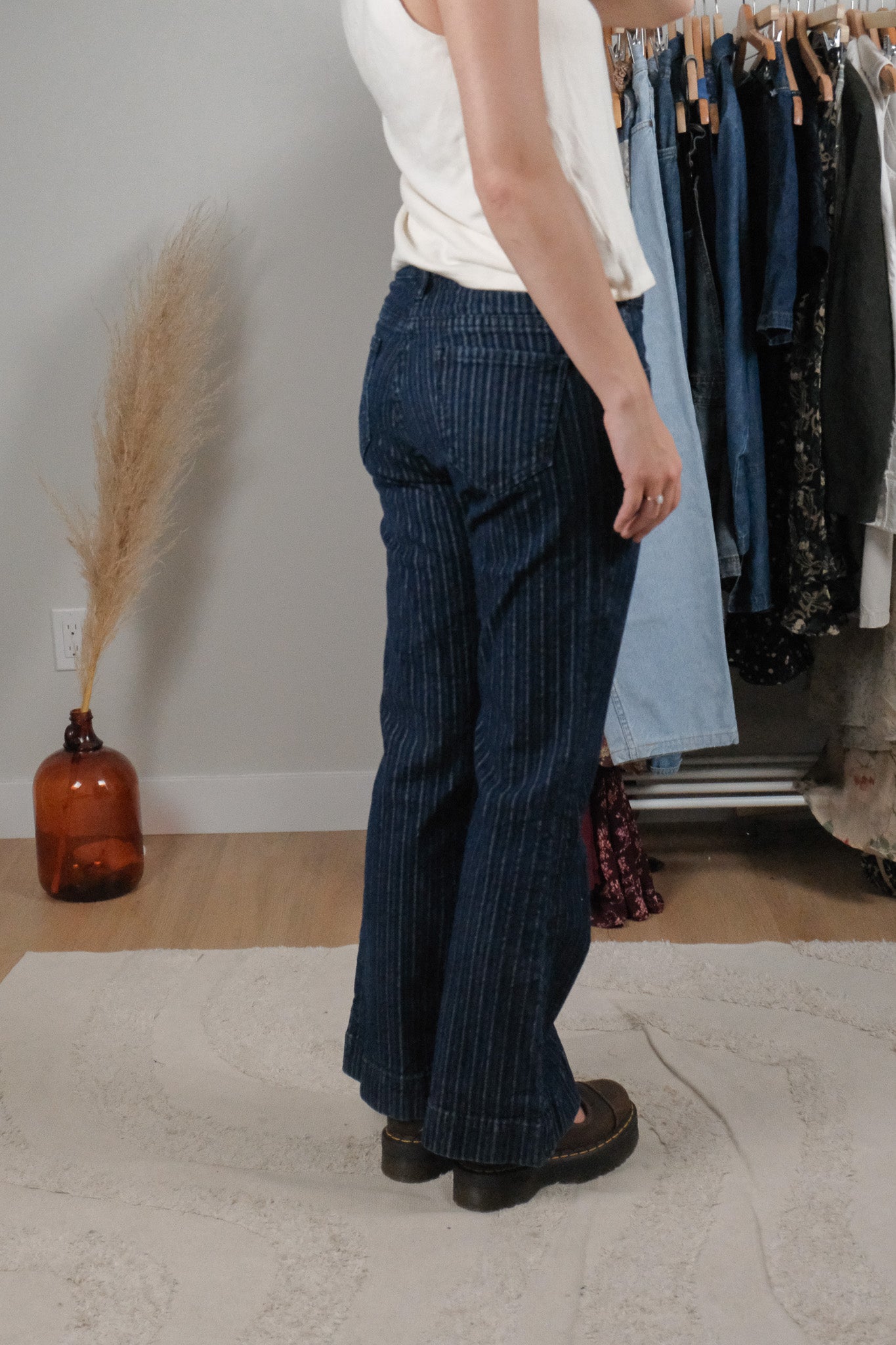 Vintage x Striped Mid-Rise Flare Jeans (27)