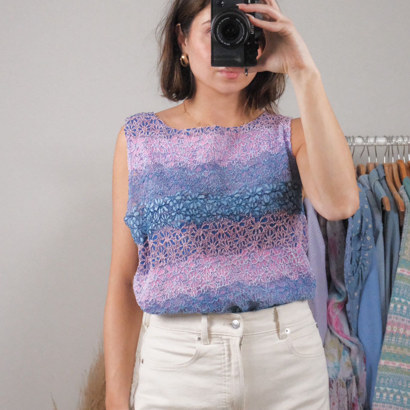 Vintage x Multicolour Lace Flower Tank (XL/XXL)