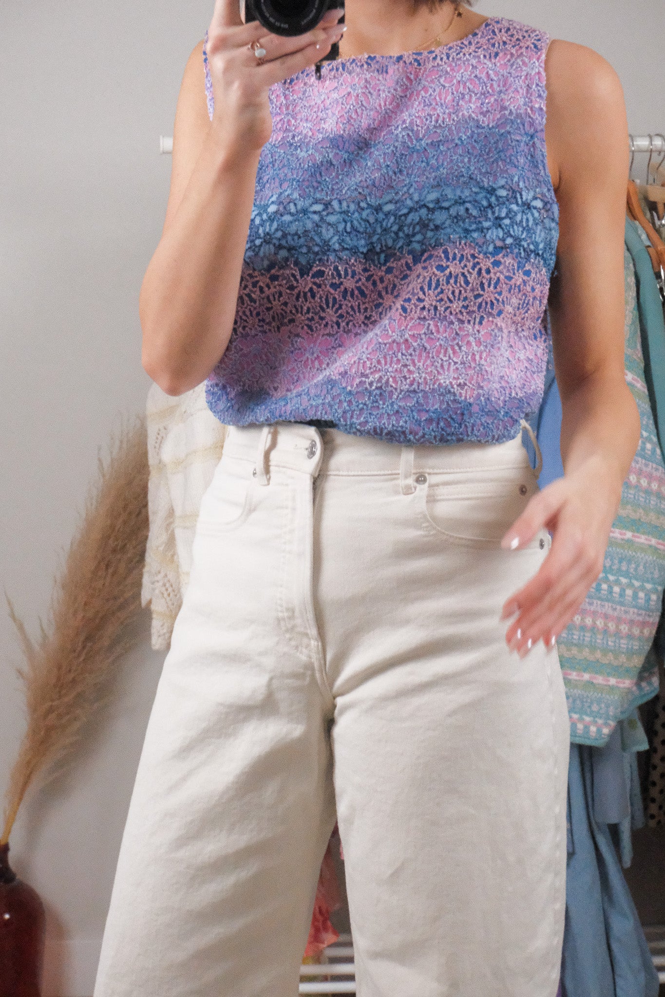Vintage x Multicolour Lace Flower Tank (XL/XXL)