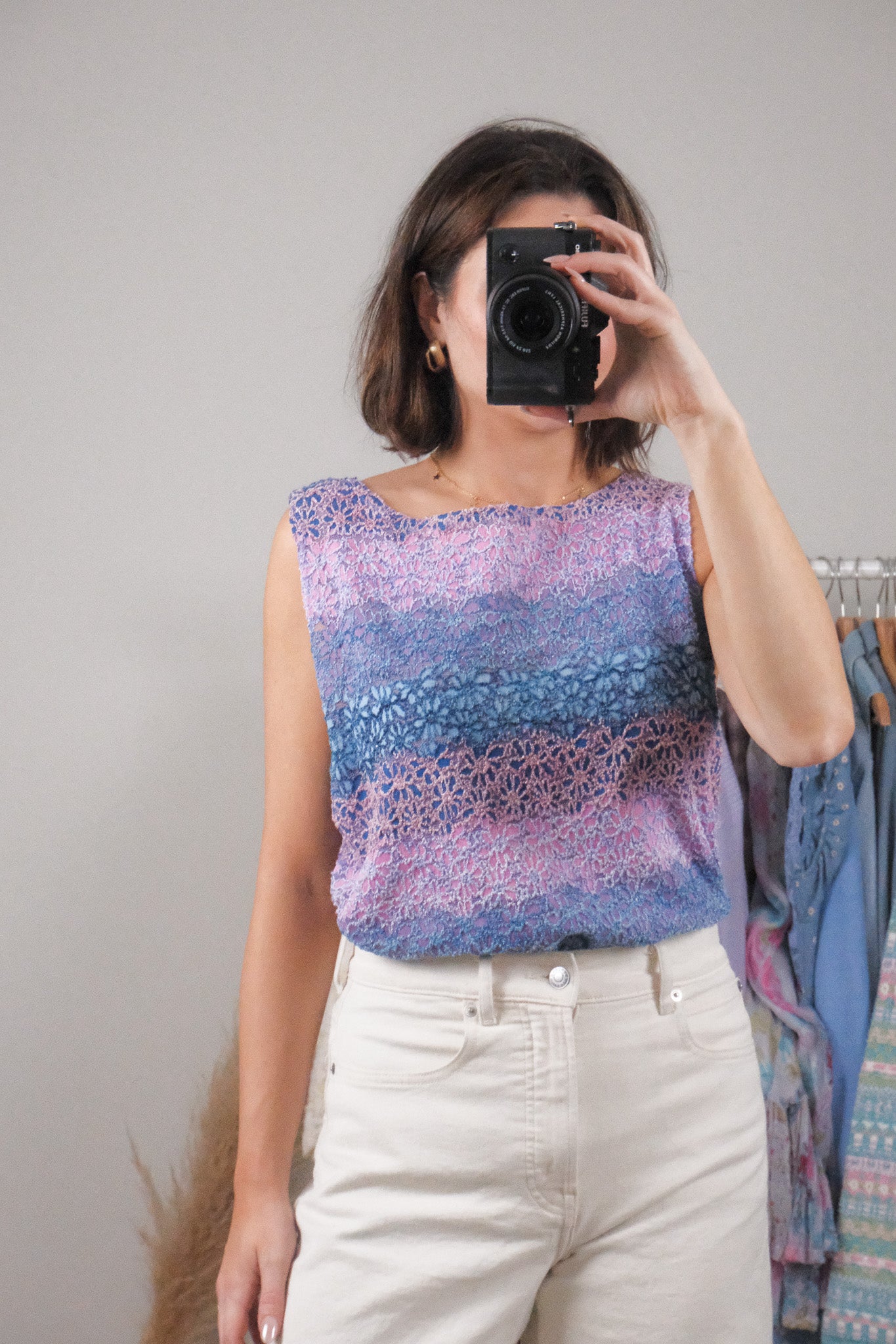 Vintage x Multicolour Lace Flower Tank (XL/XXL)