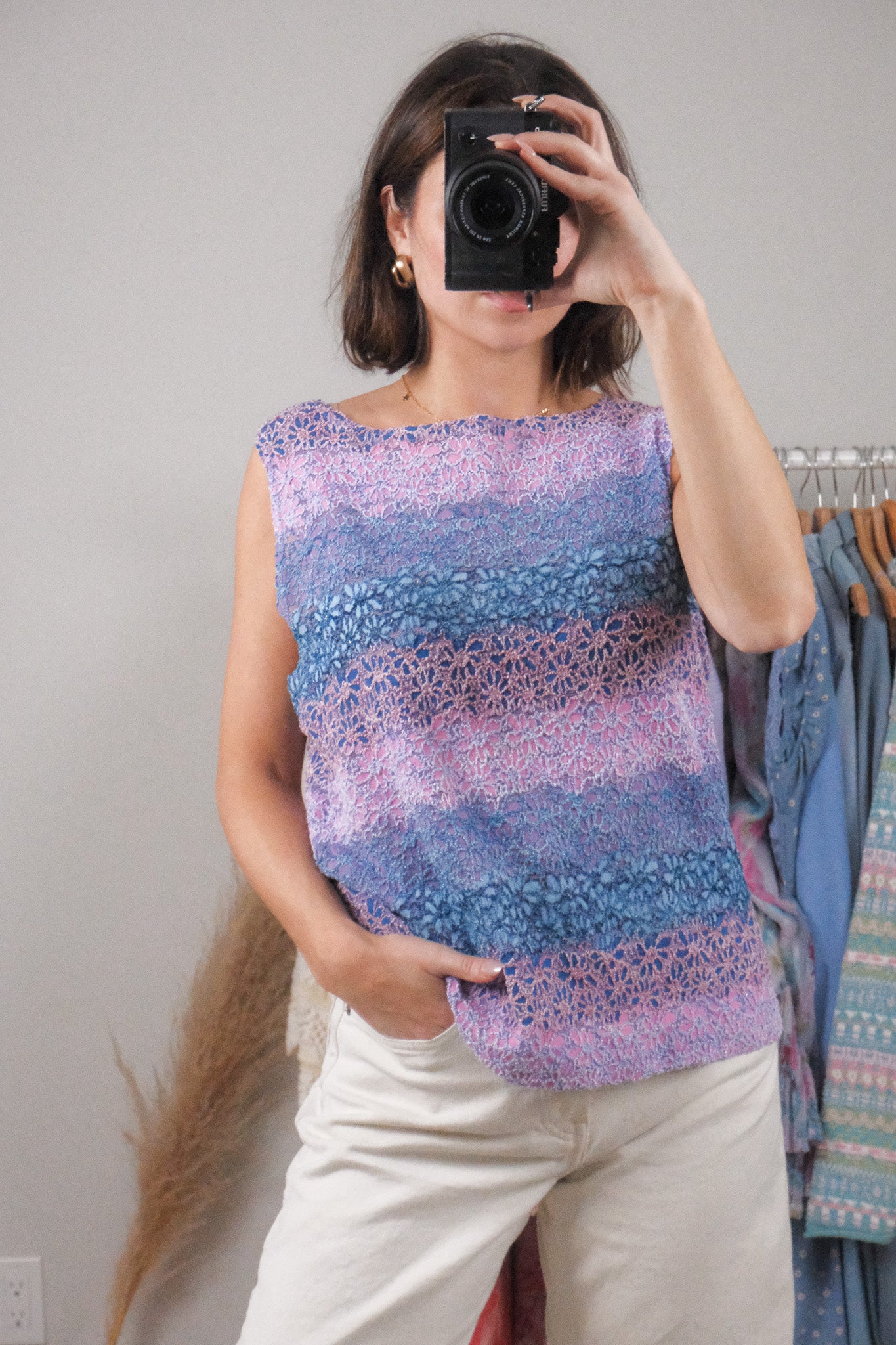 Vintage x Multicolour Lace Flower Tank (XL/XXL)