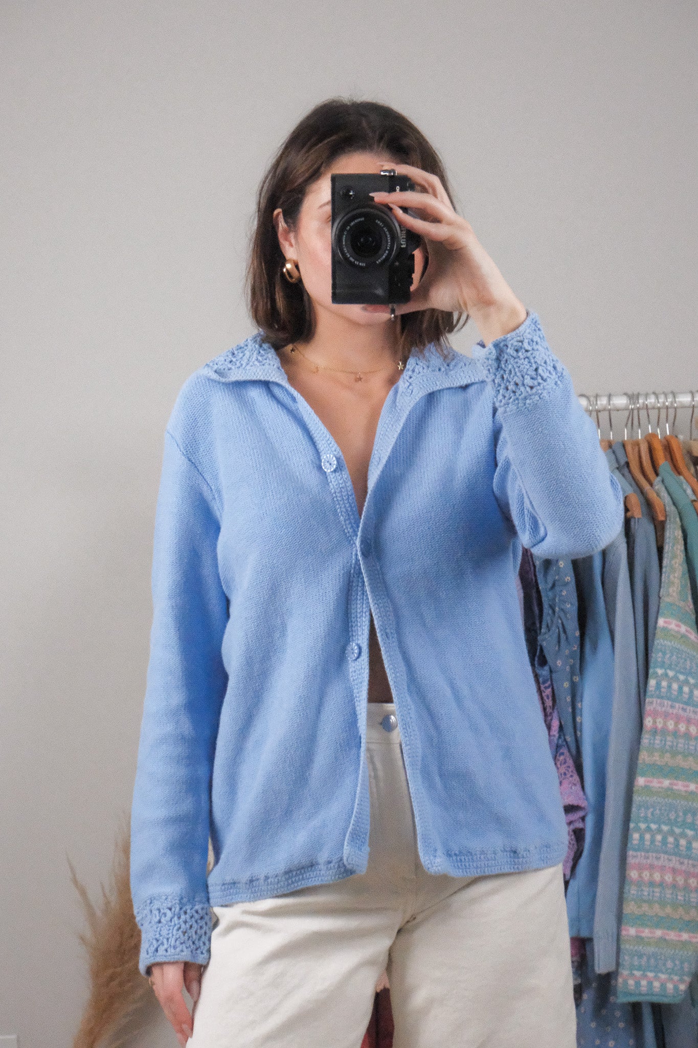 Vintage x Cotton Crochet Detail Cardigan (M)