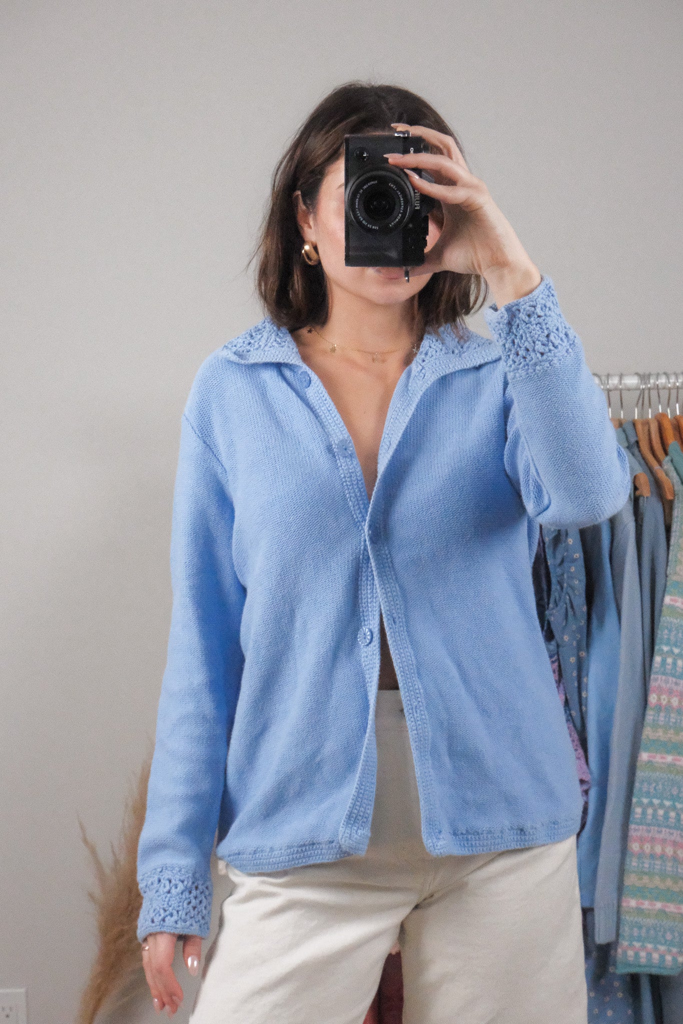 Vintage x Cotton Crochet Detail Cardigan (M)
