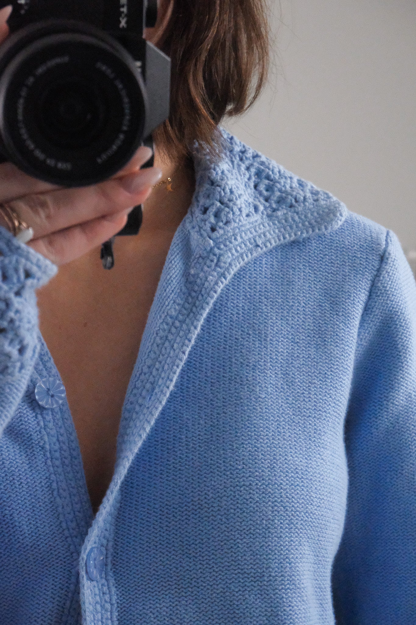 Vintage x Cotton Crochet Detail Cardigan (M)