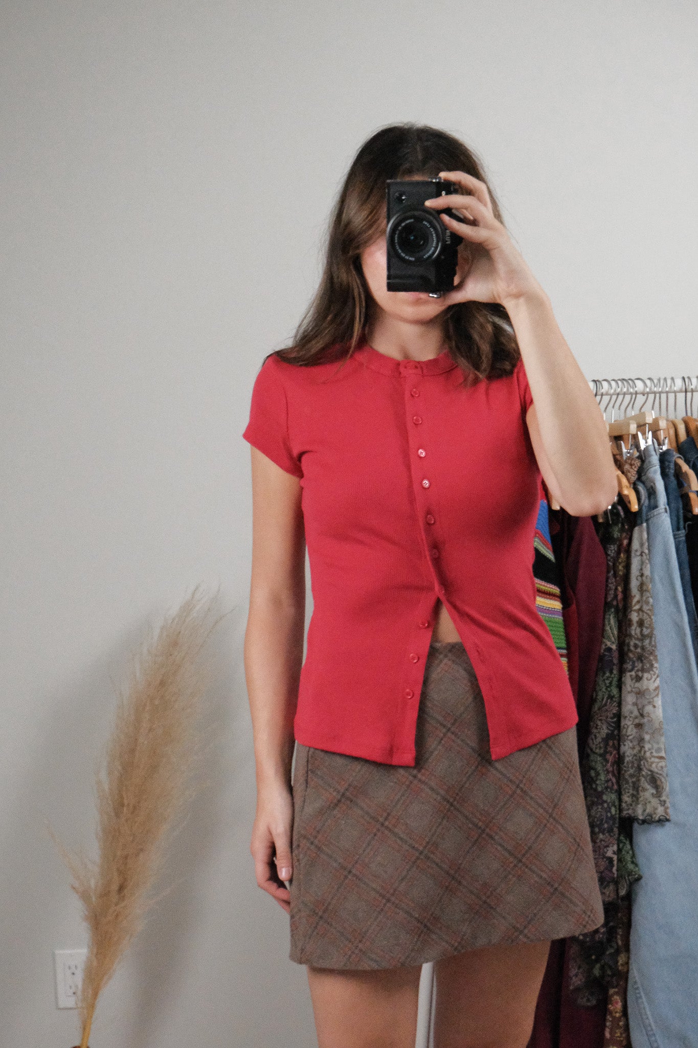 Made in USA x Reformation x Ribbed Button Top (S)