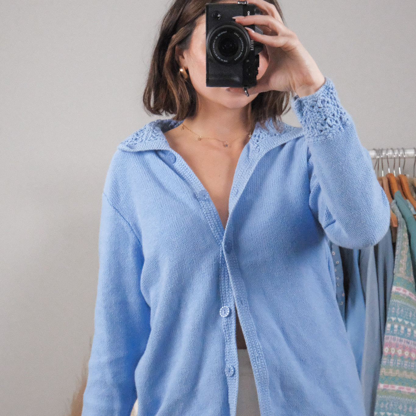Vintage x Cotton Crochet Detail Cardigan (M)