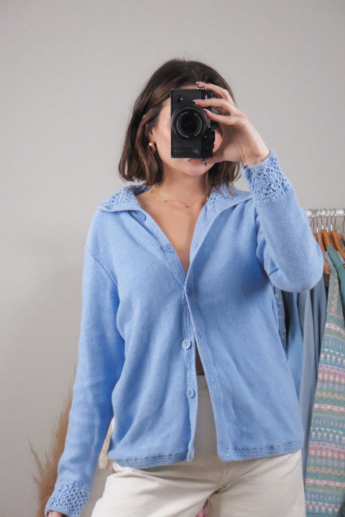 Vintage x Cotton Crochet Detail Cardigan (M)