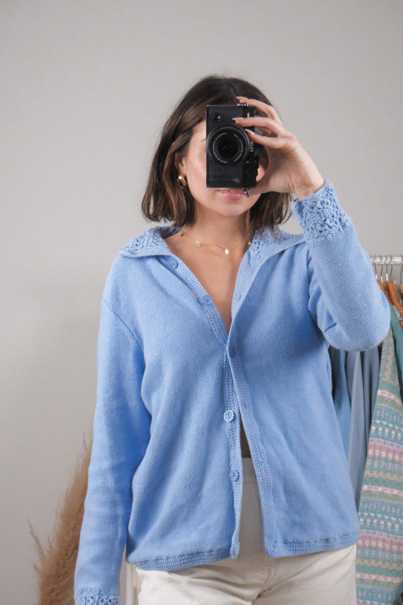 Vintage x Cotton Crochet Detail Cardigan (M)