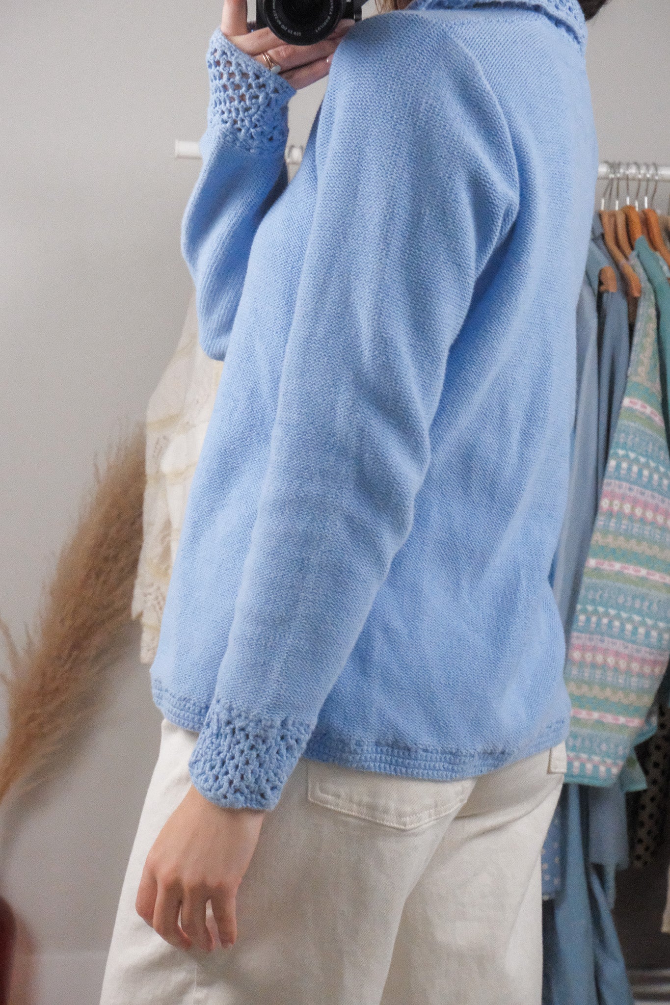 Vintage x Cotton Crochet Detail Cardigan (M)