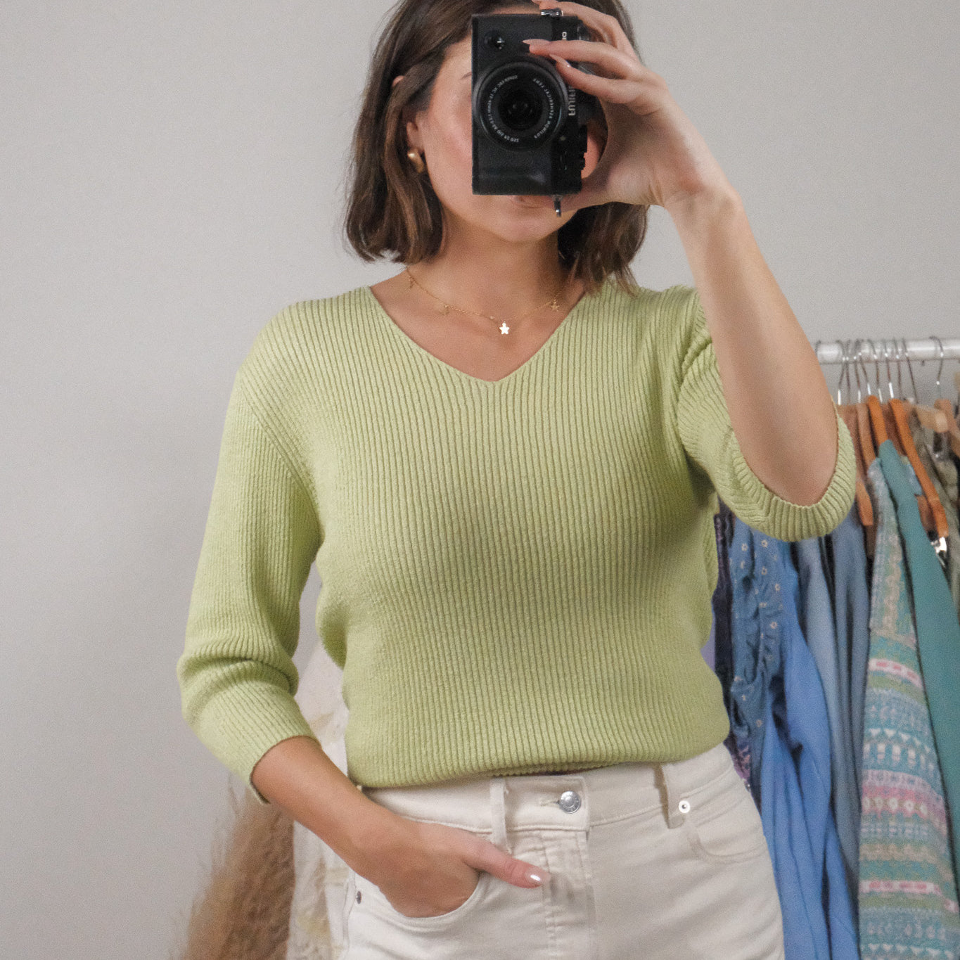 Vintage x Ribbed 3/4 Sleeve Top (M)