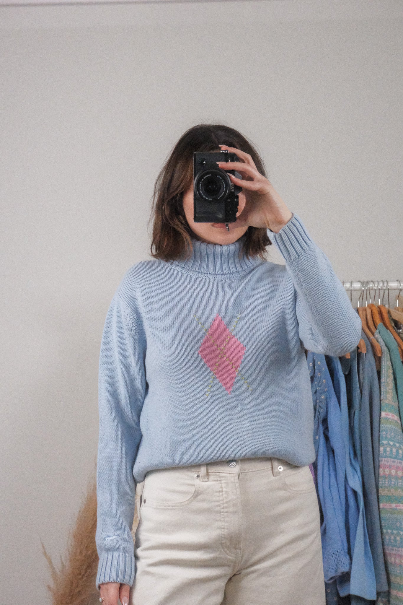 Vintage x Argyle Knit Turtleneck (S)