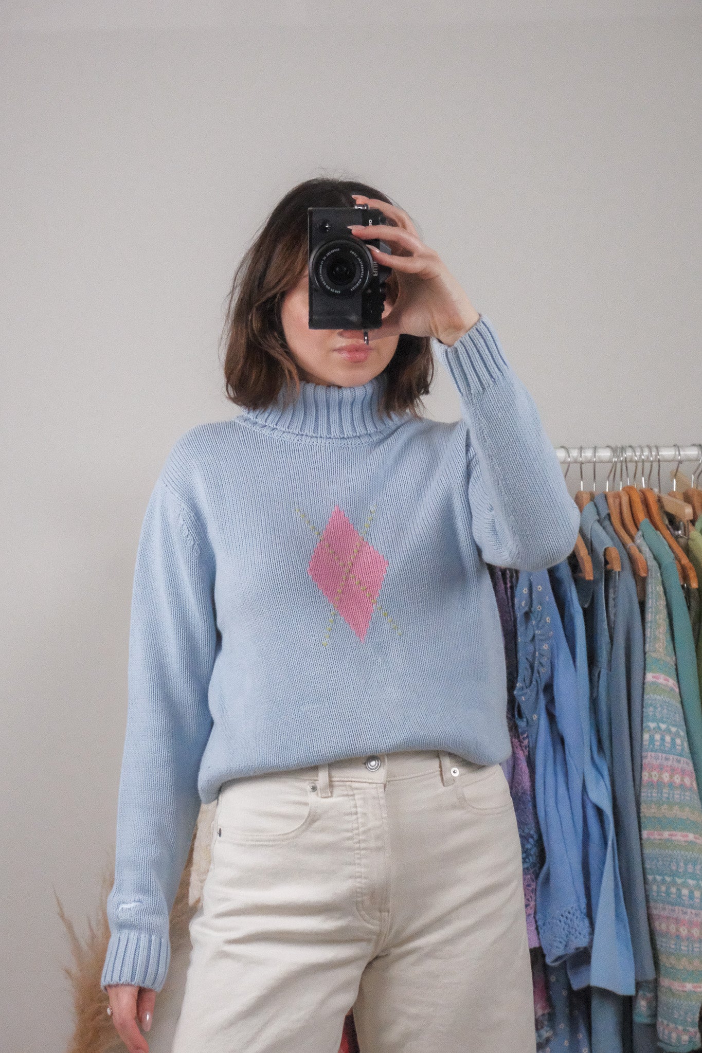 Vintage x Argyle Knit Turtleneck (S)