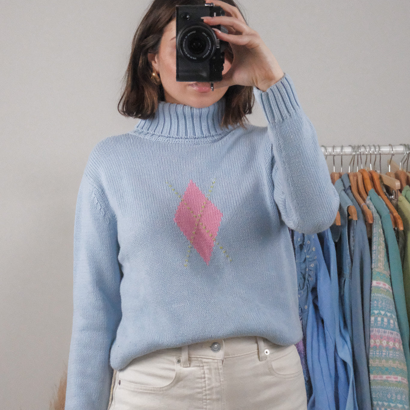 Vintage x Argyle Knit Turtleneck (S)