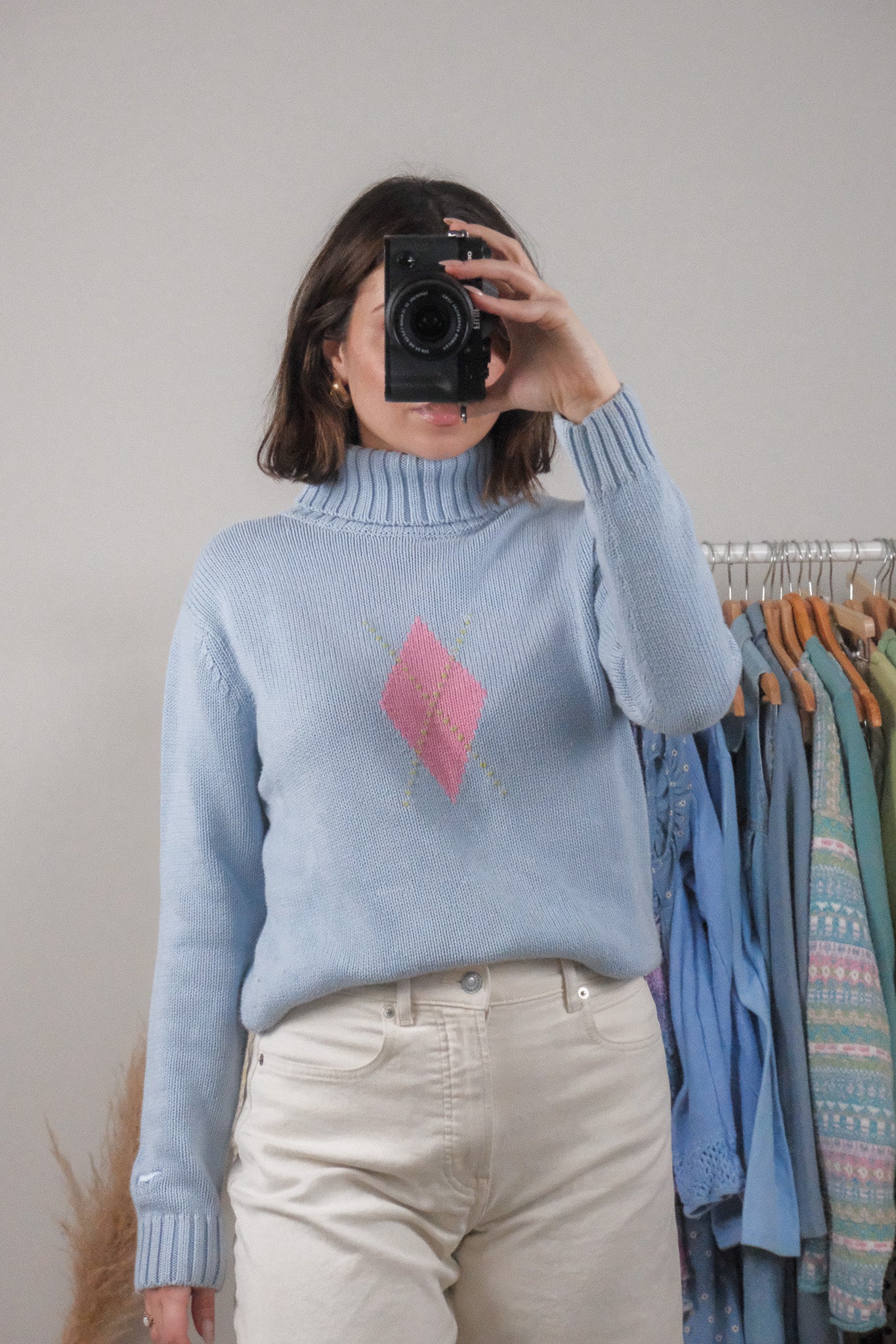 Vintage x Argyle Knit Turtleneck (S)