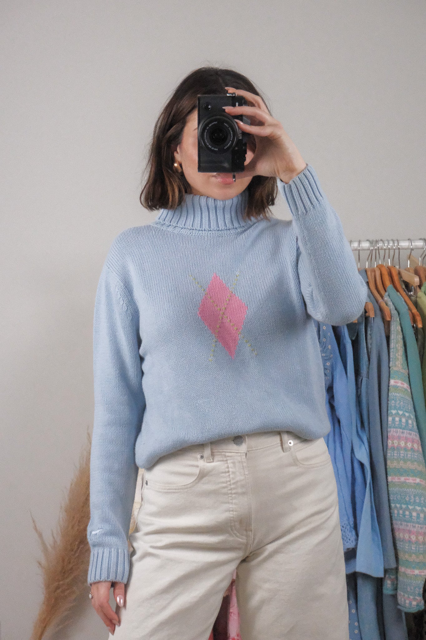 Vintage x Argyle Knit Turtleneck (S)