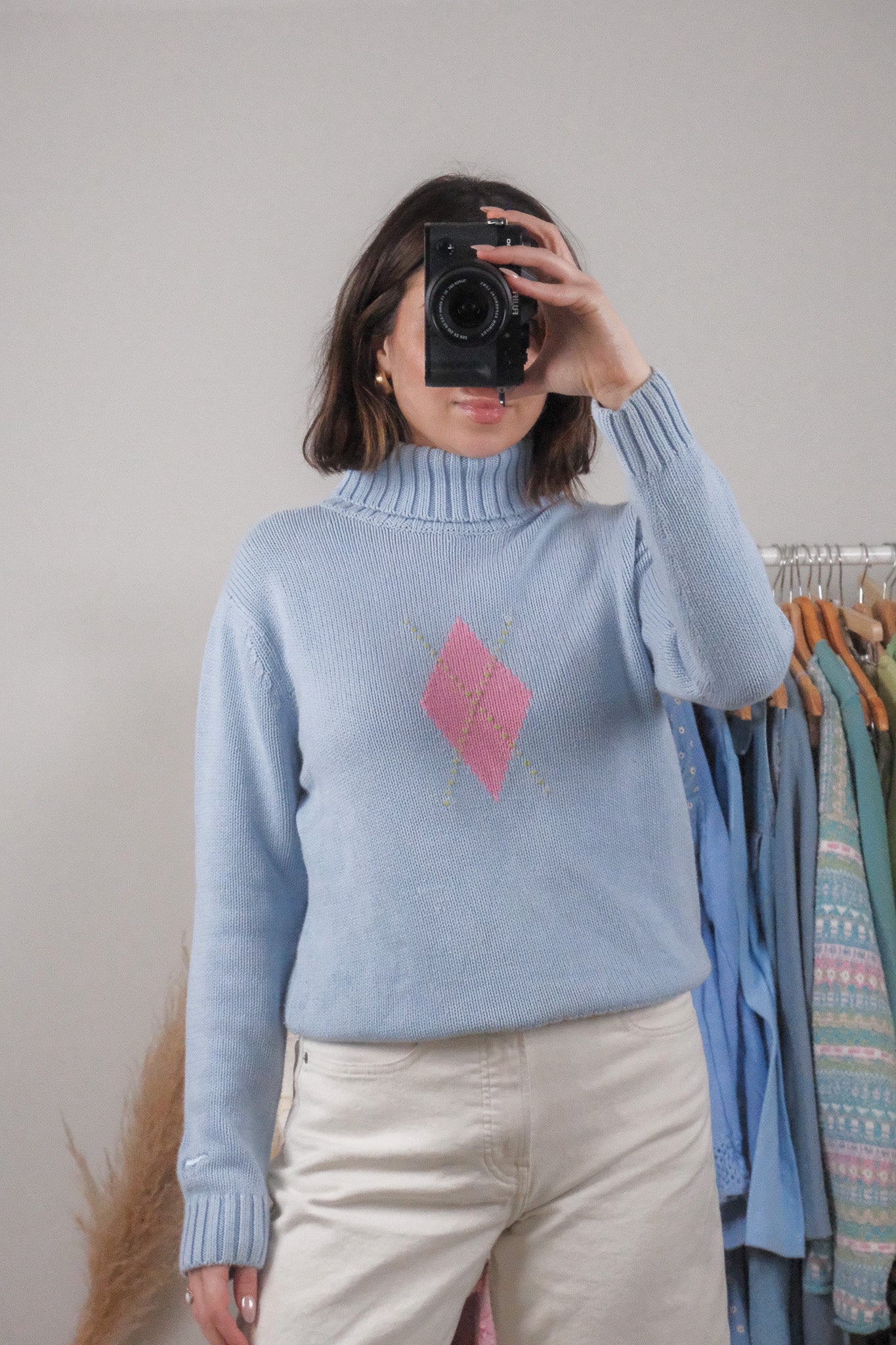 Vintage x Argyle Knit Turtleneck (S)