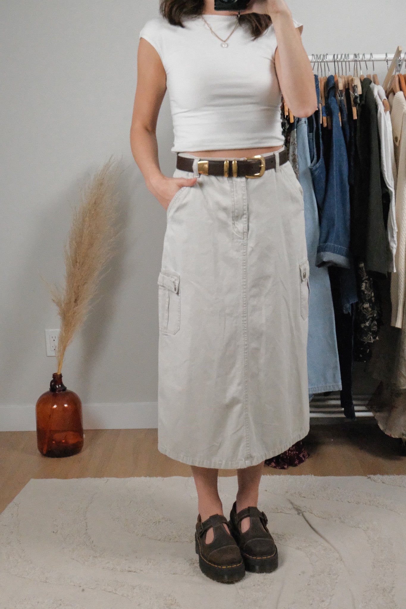 Vintage x Cotton Cargo Midi Skirt (8/10)
