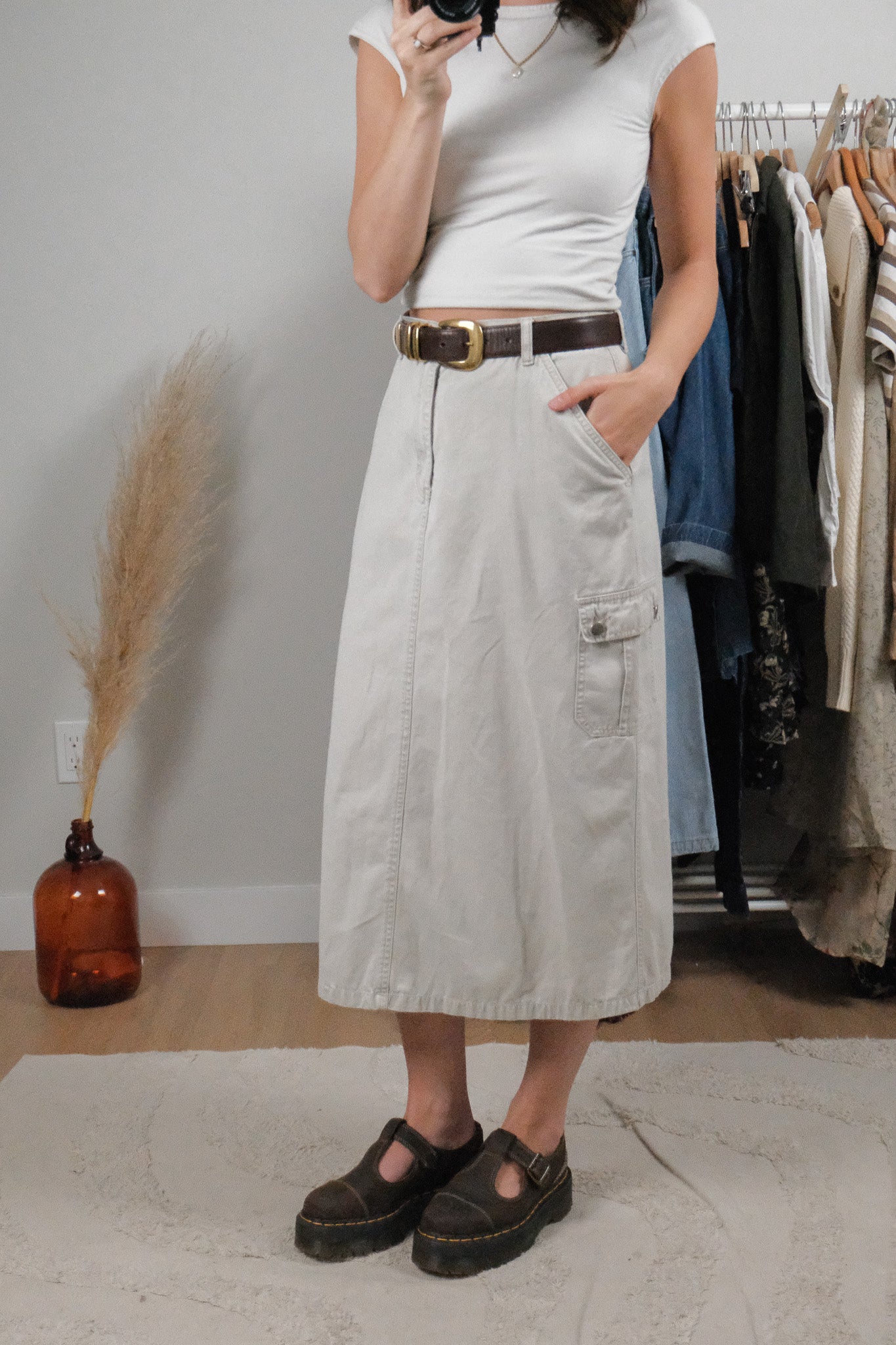Vintage x Cotton Cargo Midi Skirt (8/10)