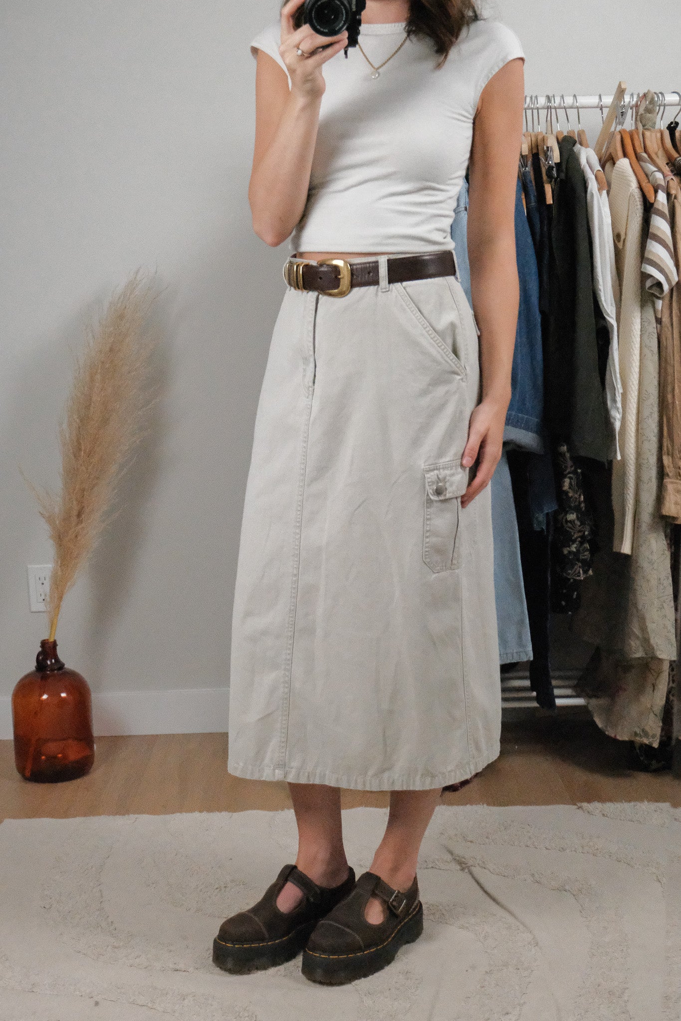 Vintage x Cotton Cargo Midi Skirt (8/10)
