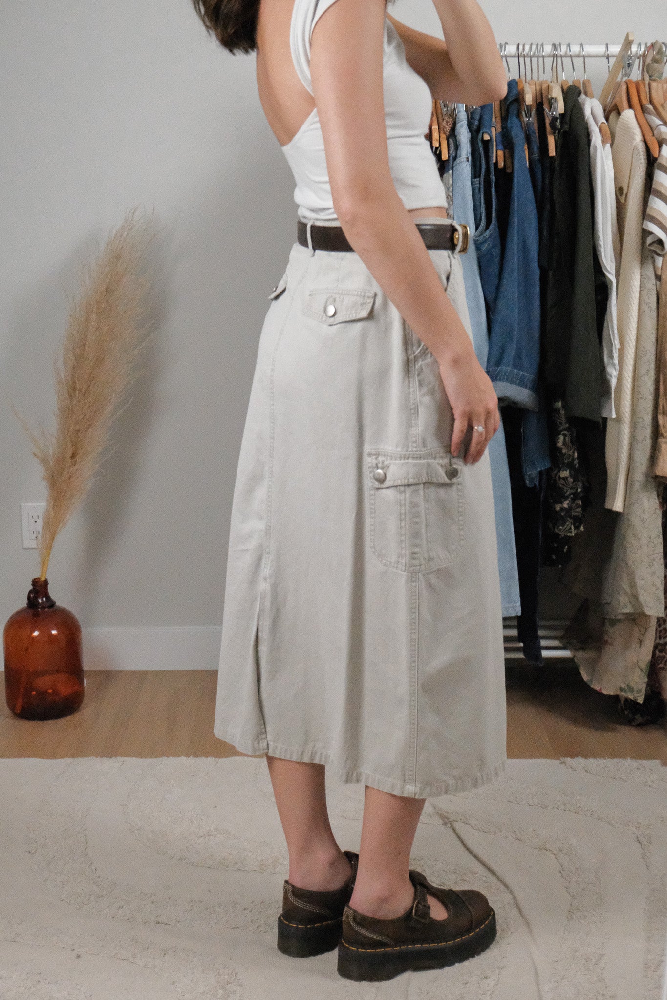 Vintage x Cotton Cargo Midi Skirt (8/10)