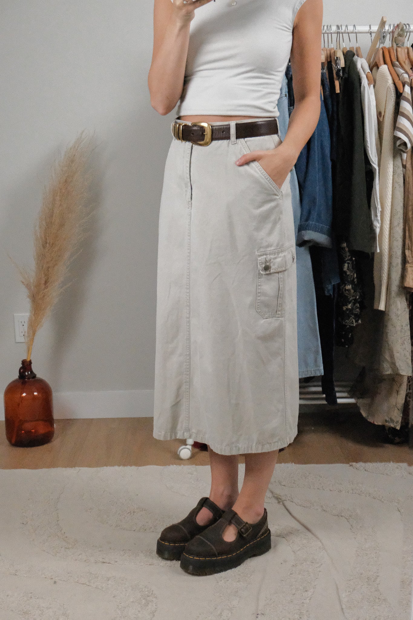Vintage x Cotton Cargo Midi Skirt (8/10)