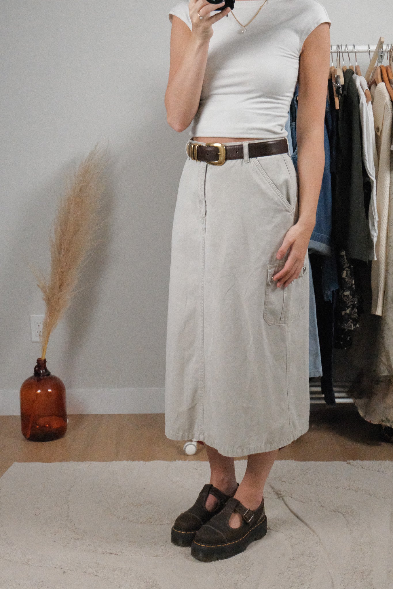 Vintage x Cotton Cargo Midi Skirt (8/10)