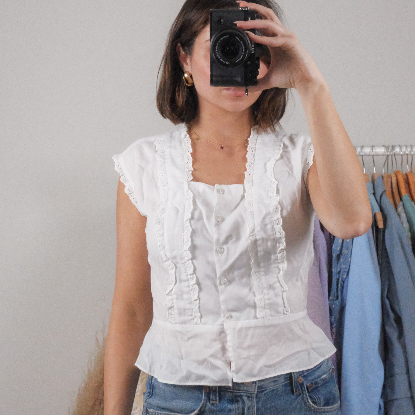 Vintage x 1970s Cotton Eyelet Tank (S/M)