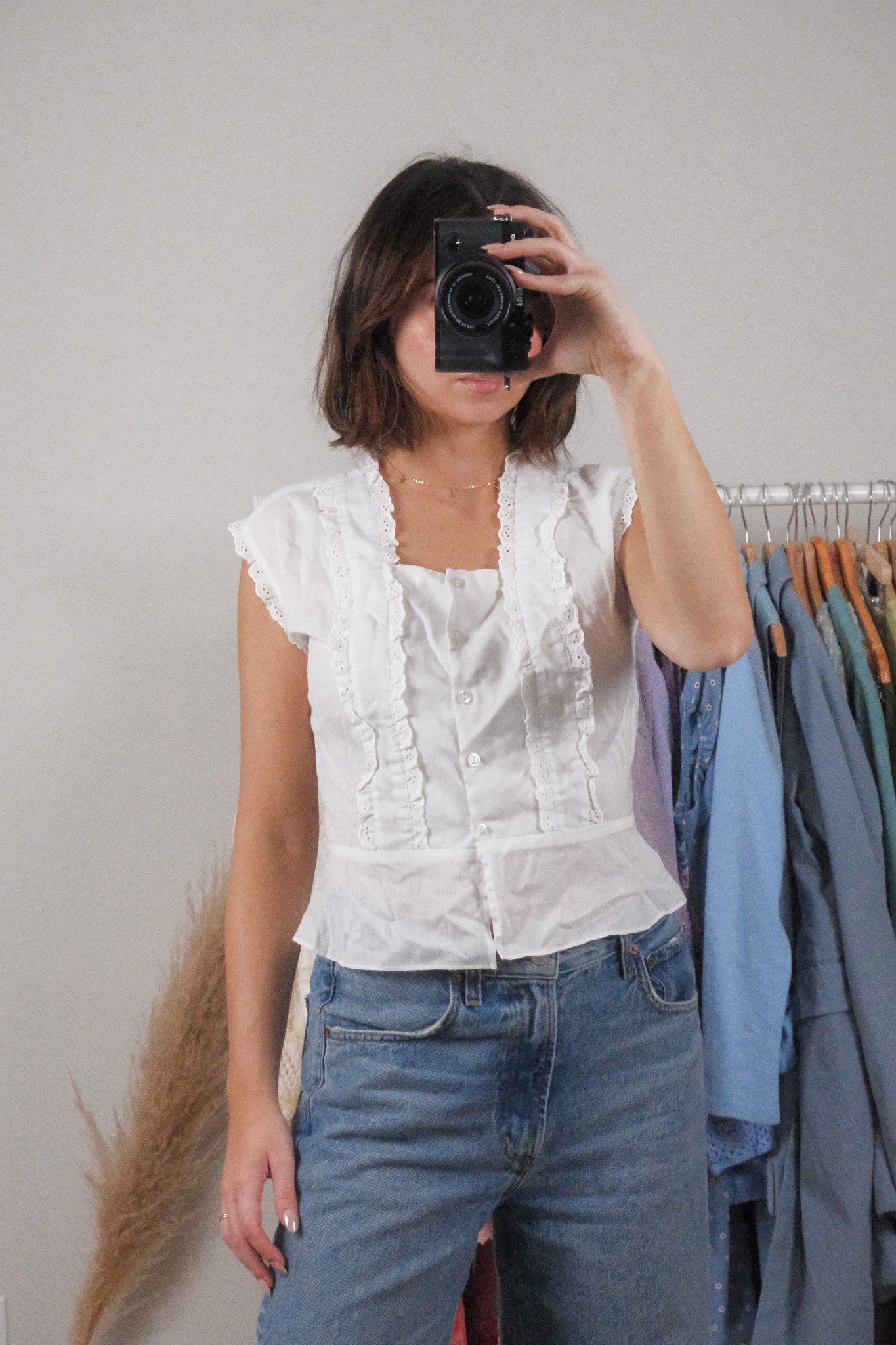Vintage x 1970s Cotton Eyelet Tank (S/M)