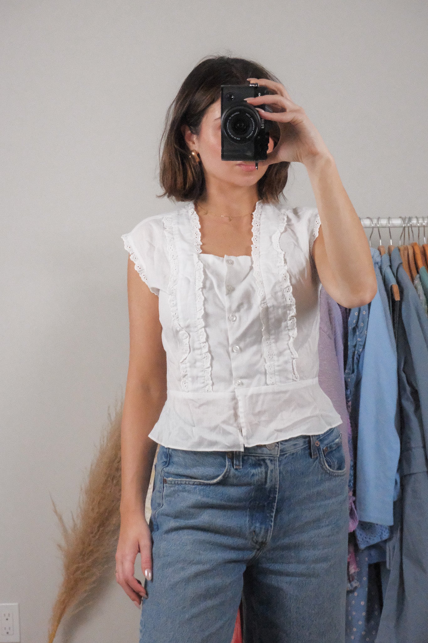 Vintage x 1970s Cotton Eyelet Tank (S/M)