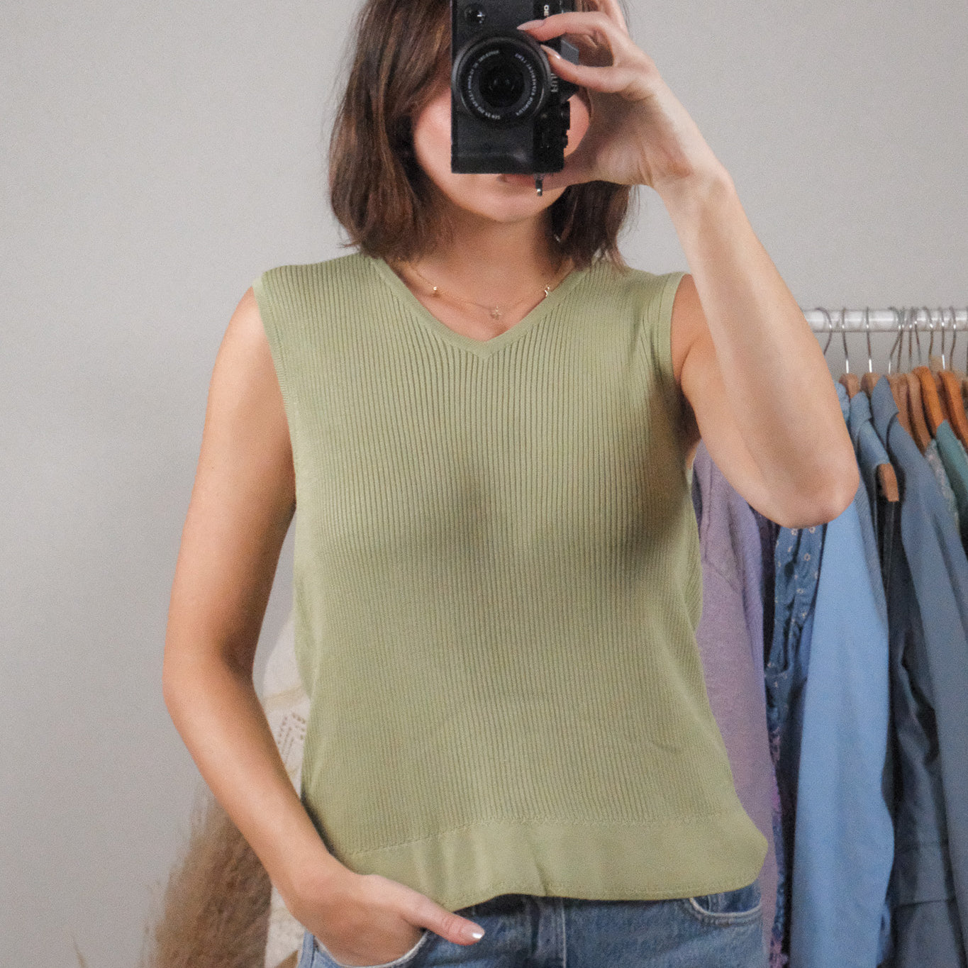 Vintage x 100% Silk Ribbed Tank (M/L)